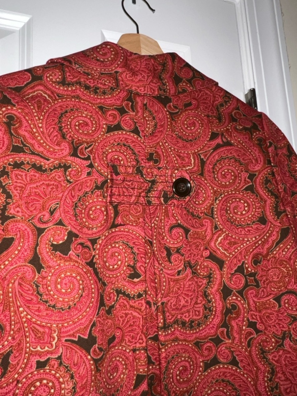 Talbots Red Paisley-Print Peacoat - Picture 6 of 12
